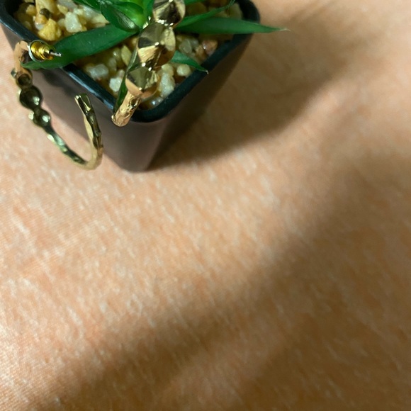 Studded Gold Color Hoops - Picture 3 of 4